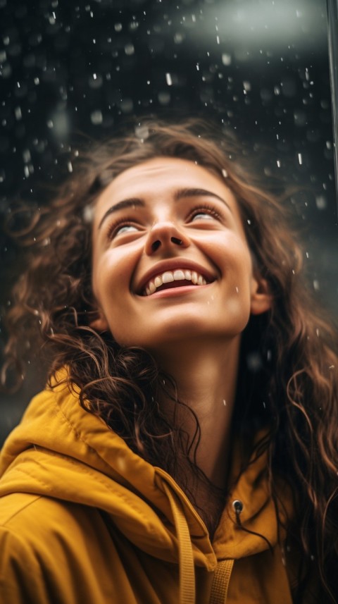 A Happy Woman Enjoying the Rain Aesthetic (66)