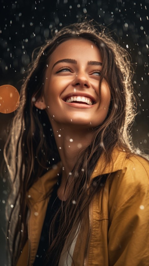A Happy Woman Enjoying the Rain Aesthetic (59)