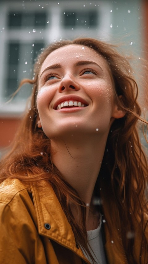 A Happy Woman Enjoying the Rain Aesthetic (74)