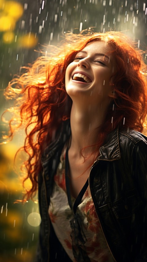 A Happy Woman Enjoying the Rain Aesthetic (54)