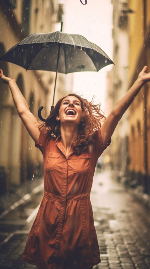 Happy Woman Dancing In The Rain Aesthetic (43)