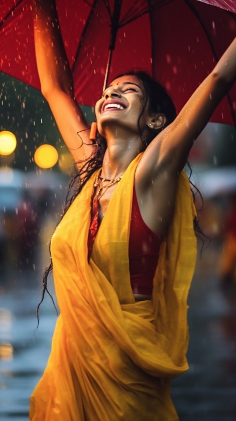 Happy Woman Dancing In The Rain Aesthetic (11)