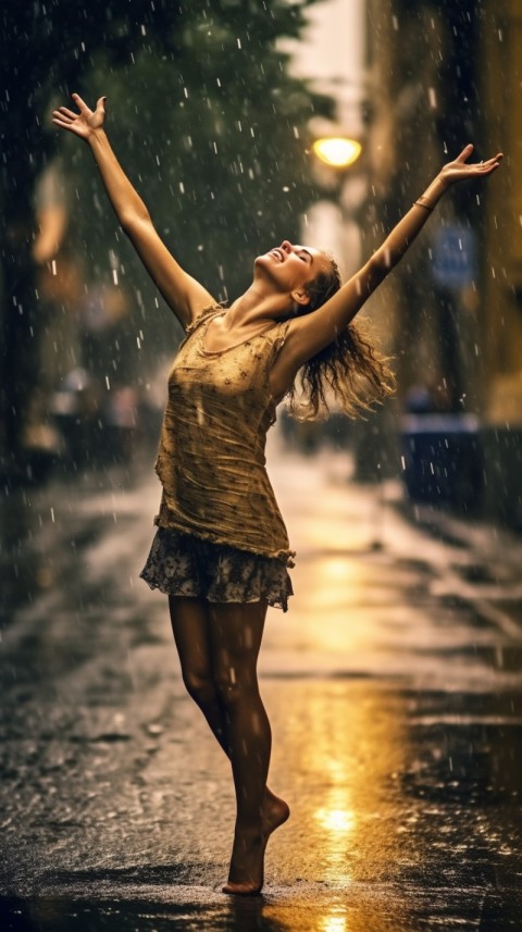 Happy Woman Dancing In The Rain Aesthetic (34)