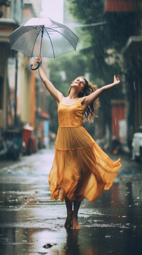 Happy Woman Dancing In The Rain Aesthetic (31)