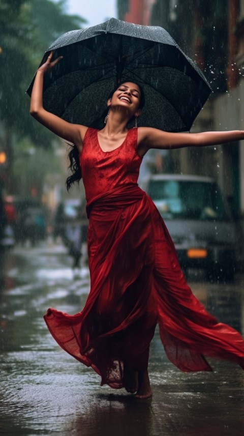 Happy Woman Dancing In The Rain Aesthetic (28)