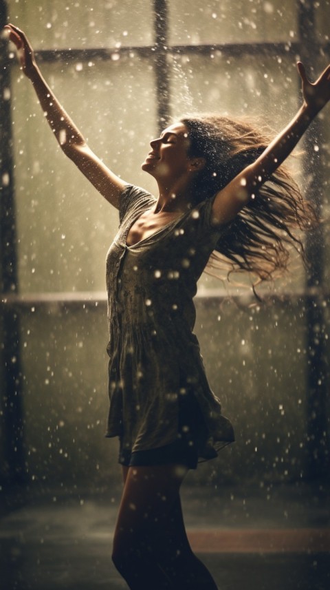 Happy Woman Dancing In The Rain Aesthetic (35)