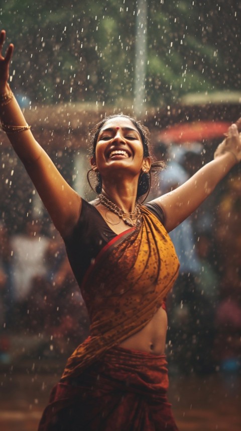 Happy Woman Dancing In The Rain Aesthetic (6)