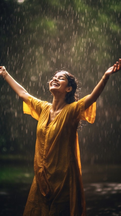 Happy Woman Dancing In The Rain Aesthetic (29)