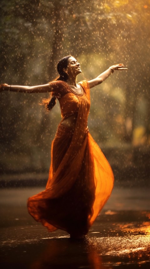 Happy Woman Dancing In The Rain Aesthetic (14)