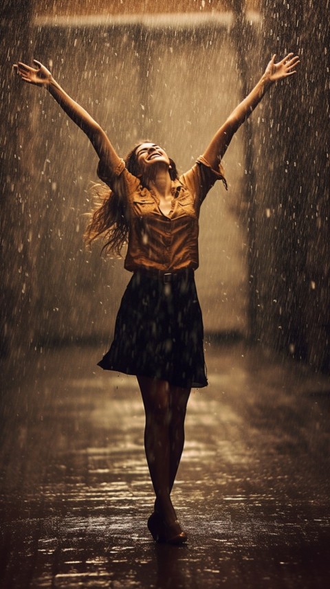 Happy Woman Dancing In The Rain Aesthetic (38)