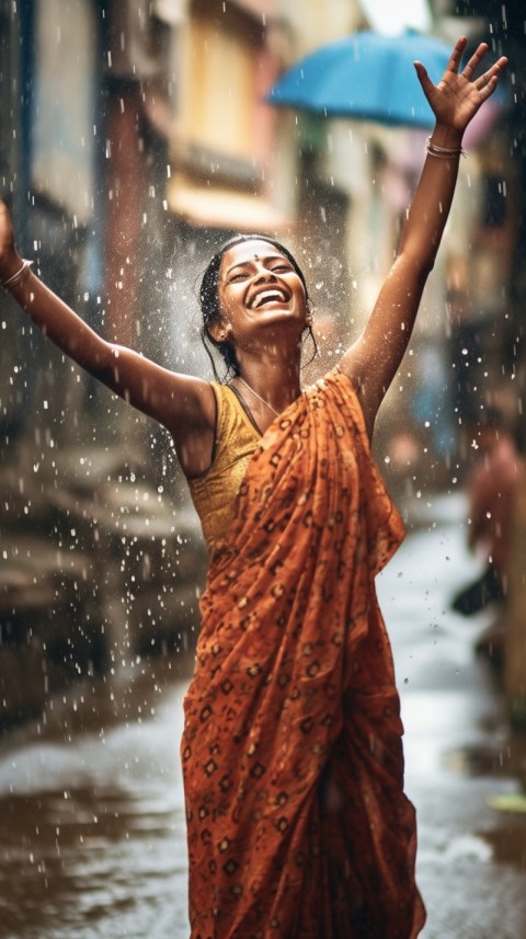 Happy Woman Dancing In The Rain Aesthetic (94)