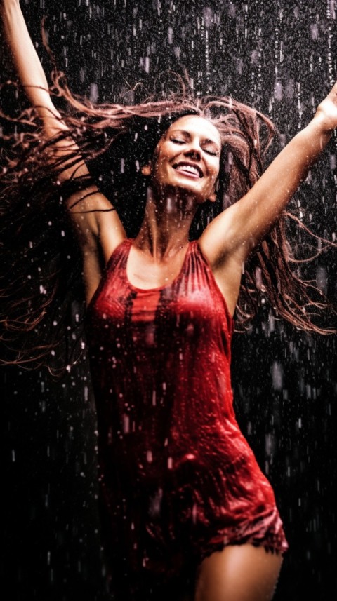 Happy Woman Dancing In The Rain Aesthetic (56)