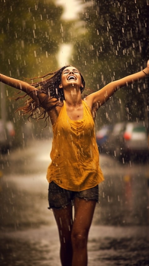Happy Woman Dancing In The Rain Aesthetic (72)