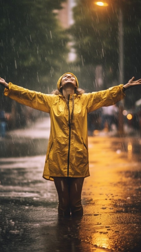 Happy Woman Dancing In The Rain Aesthetic (109)