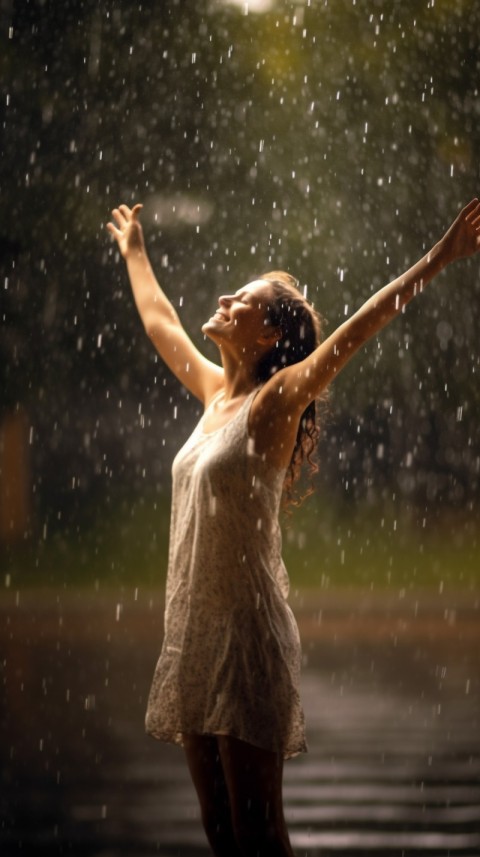 Happy Woman Dancing In The Rain Aesthetic (68)