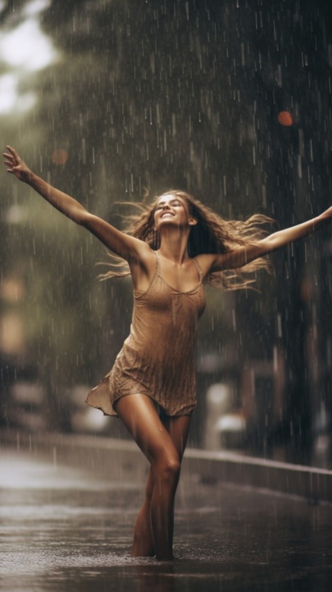 Happy Woman Dancing In The Rain Aesthetic (79)