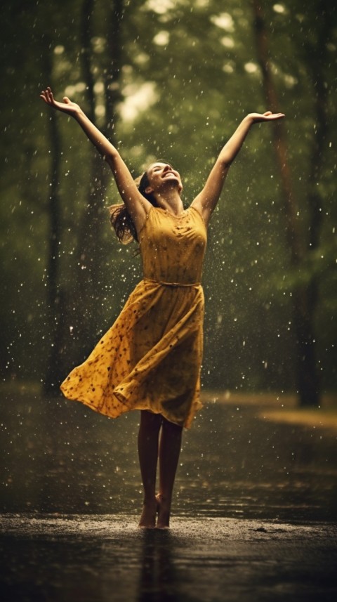 Happy Woman Dancing In The Rain Aesthetic (73)