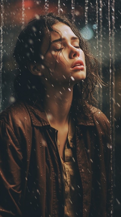 Woman Looking Out Of Window With Rain Feeling Lonely  Aesthetic (1)