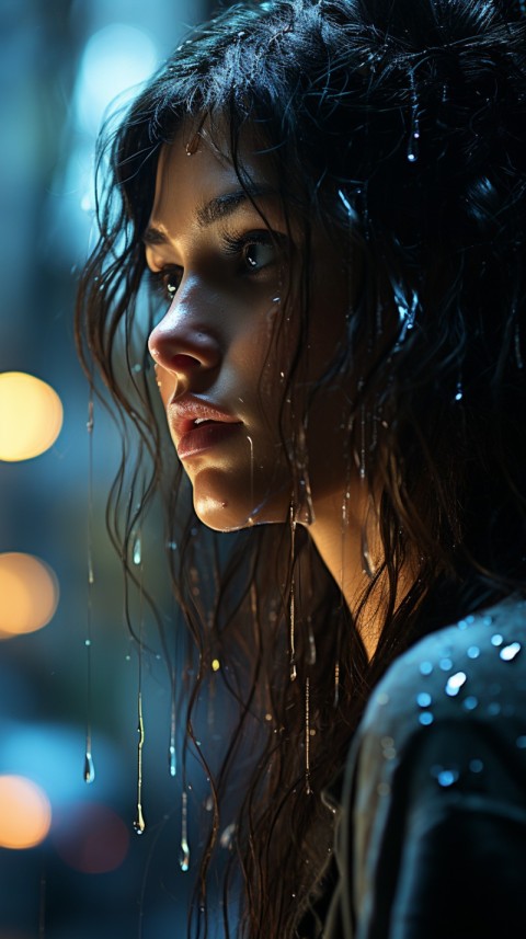 Woman Looking Out Of Window With Rain Feeling Lonely  Aesthetic (43)