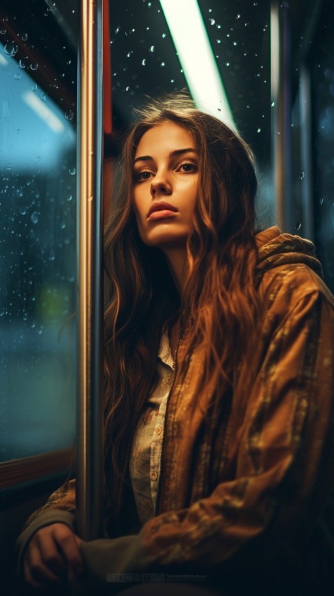 Woman Looking Out Of Window With Rain Feeling Lonely  Aesthetic (90)