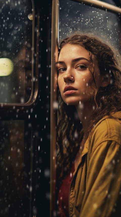 Woman Looking Out Of Window With Rain Feeling Lonely  Aesthetic (80)