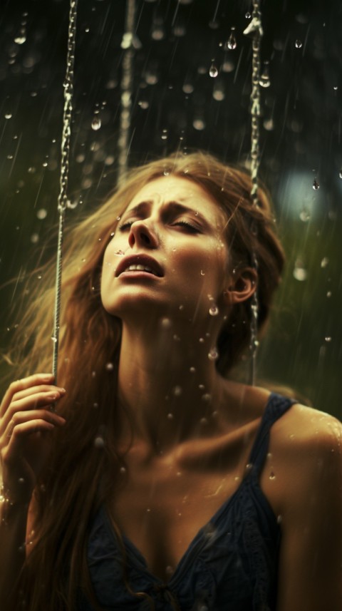 Woman Looking Out Of Window With Rain Feeling Lonely  Aesthetic (142)