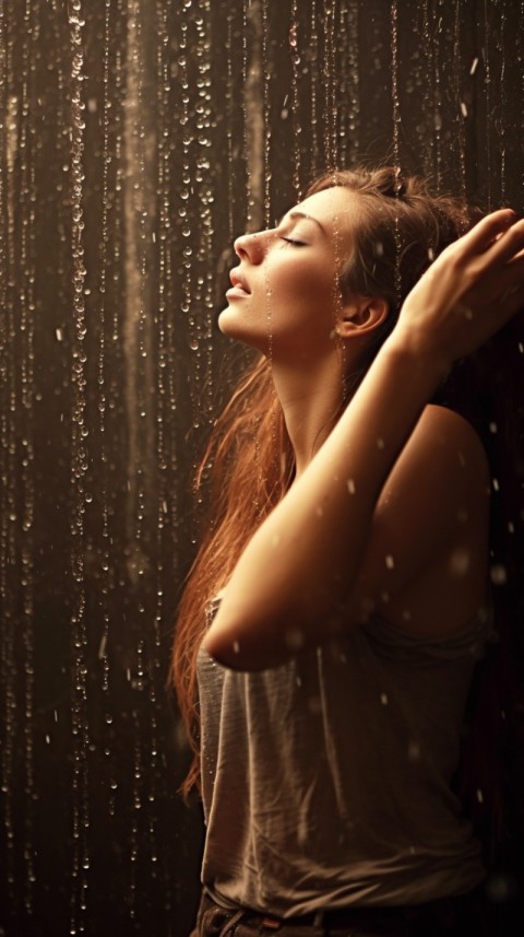 Woman Looking Out Of Window With Rain Feeling Lonely  Aesthetic (153)