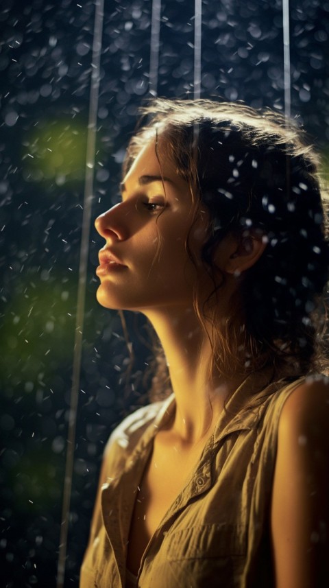 Woman Looking Out Of Window With Rain Feeling Lonely  Aesthetic (172)