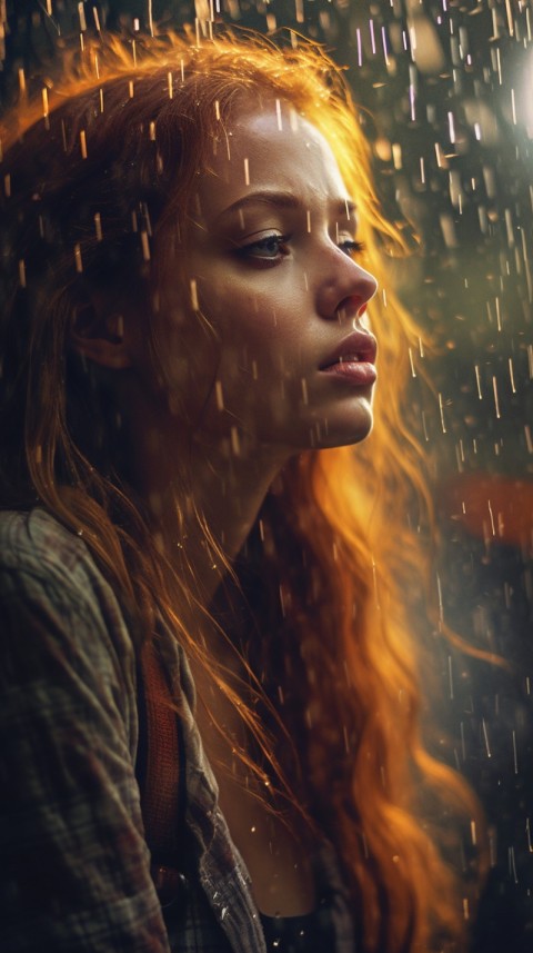 Woman Looking Out Of Window With Rain Feeling Lonely  Aesthetic (197)