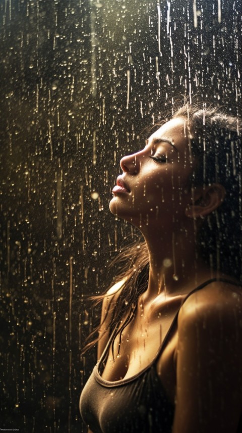 Woman Looking Out Of Window With Rain Feeling Lonely  Aesthetic (159)