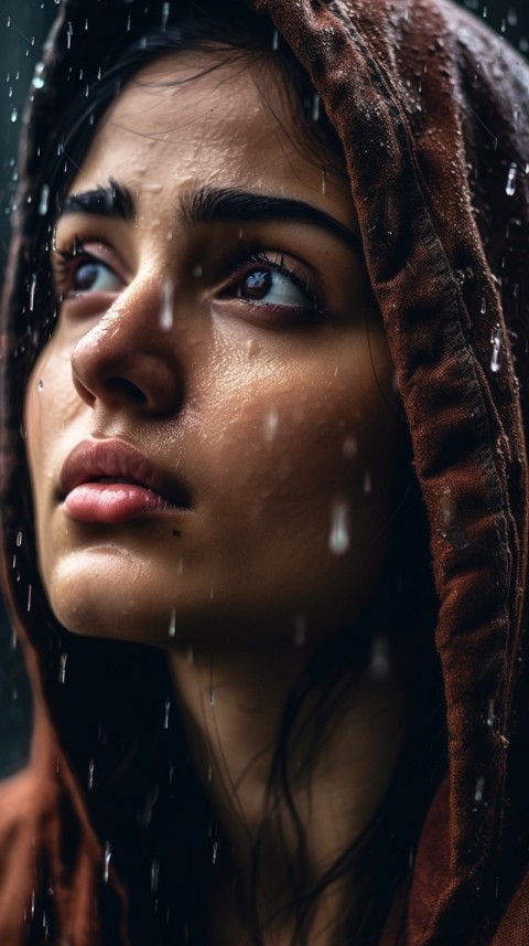 Woman Looking Out Of Window With Rain Feeling Lonely  Aesthetic (206)