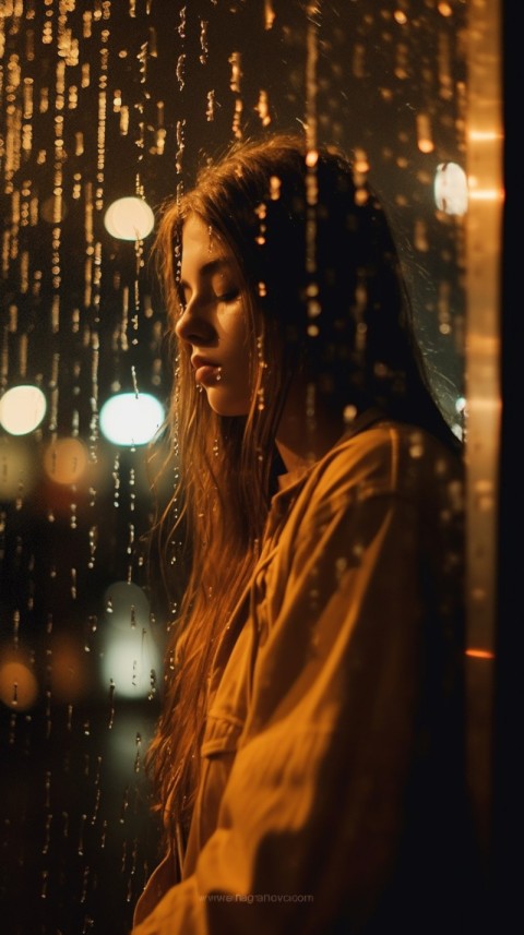 Woman Looking Out Of Window With Rain Feeling Lonely  Aesthetic (231)