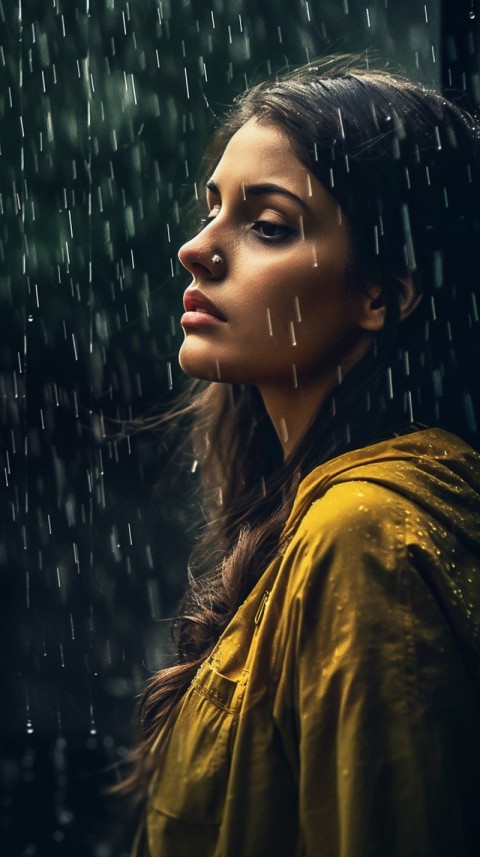 Woman Looking Out Of Window With Rain Feeling Lonely  Aesthetic (210)