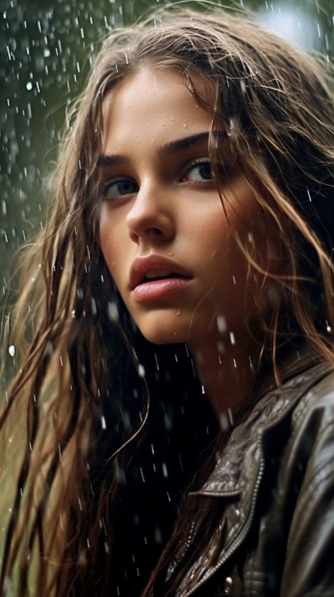 Woman Looking Out Of Window With Rain Feeling Lonely  Aesthetic (232)
