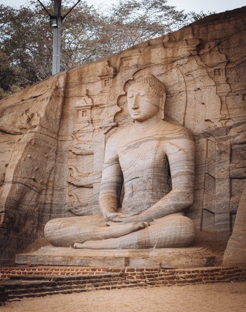 Large Stone Carved Sitting Buddha Statues at Polonnaruwa Gal Viharaya (2)