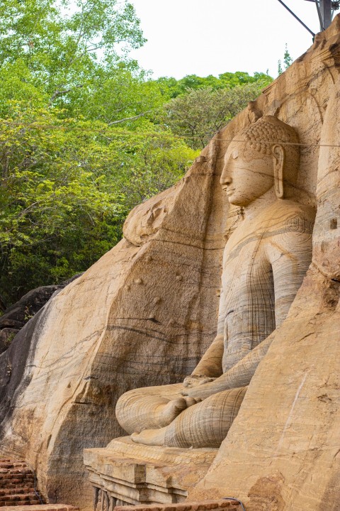 Large Stone Carved Sitting Buddha Statues at Polonnaruwa Gal Viharaya (3)