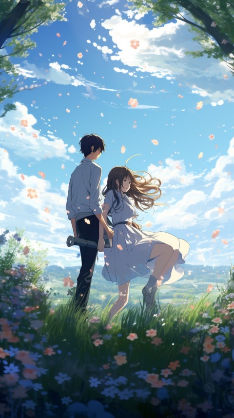 Romantic Cute Anime Couple love on a flower field Aesthetic Feelings (6)