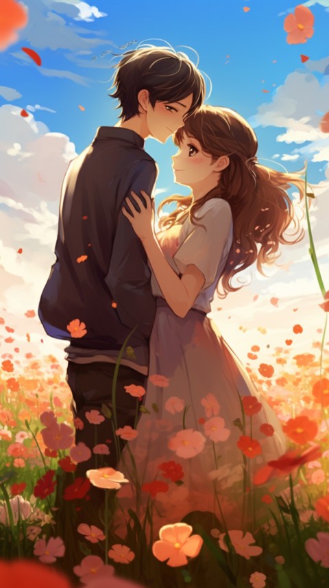 Romantic Cute Anime Couple love on a flower field Aesthetic Feelings (9)