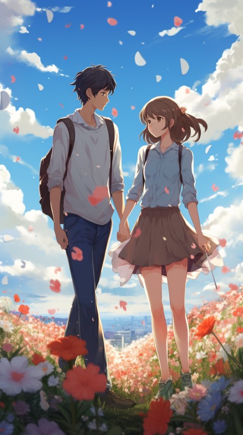 Romantic Cute Anime Couple love on a flower field Aesthetic Feelings (20)