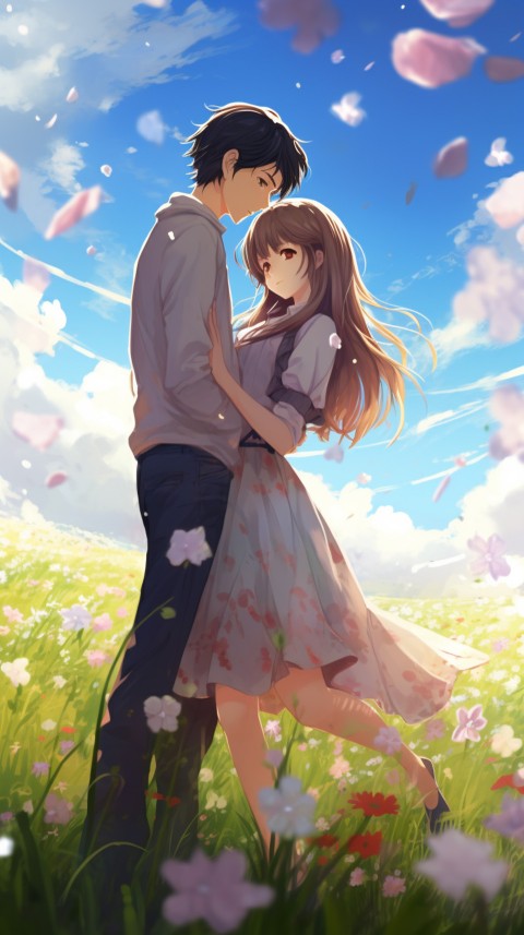 Romantic Cute Anime Couple love on a flower field Aesthetic Feelings (24)