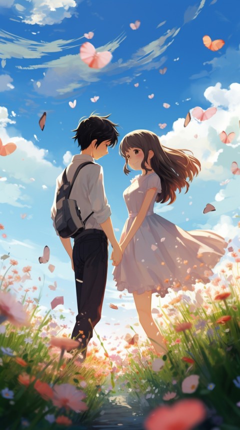 Romantic Cute Anime Couple love on a flower field Aesthetic Feelings (27)