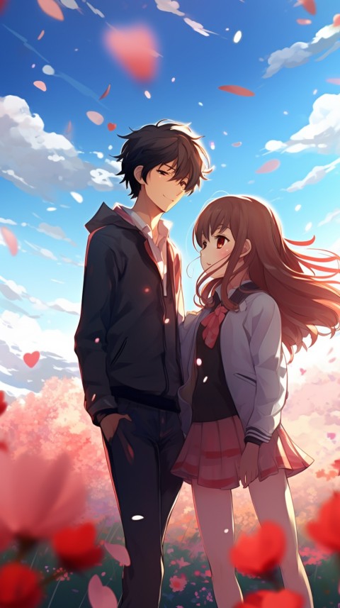 Romantic Cute Anime Couple love on a flower field Aesthetic Feelings (31)