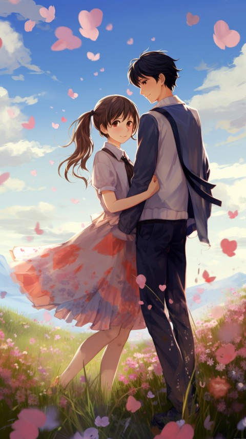 Romantic Cute Anime Couple love on a flower field Aesthetic Feelings (41)