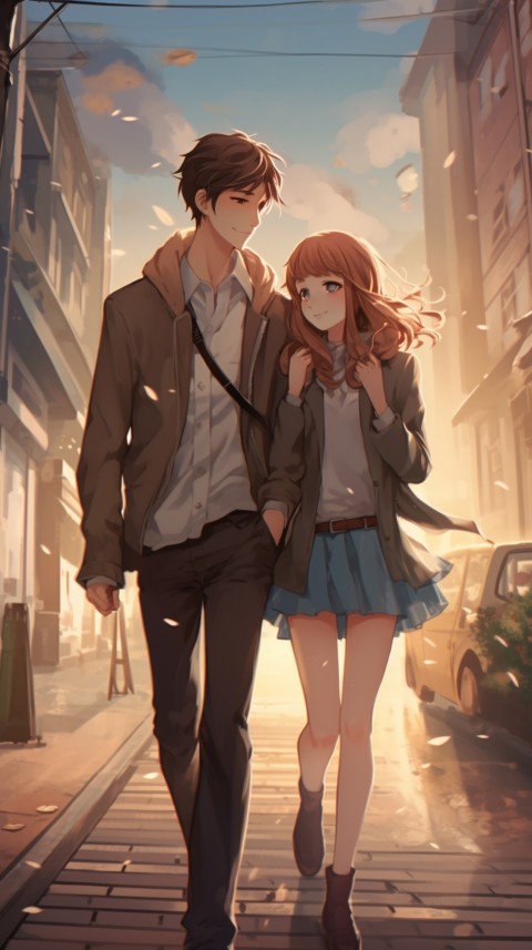 Anime Couple walking on a City Street Romantic Aesthetic (20)