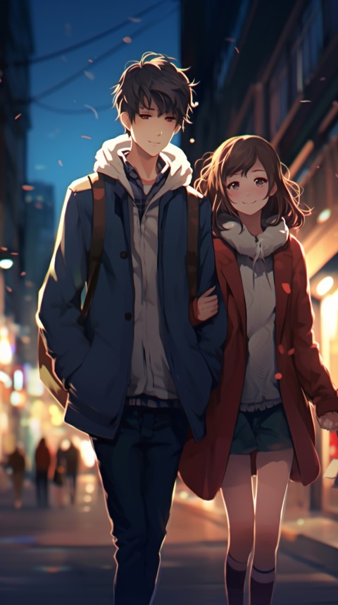 Anime Couple walking on a City Street Romantic Aesthetic (11)