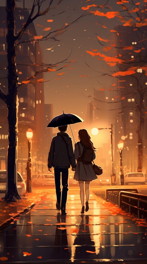 Anime Couple walking on a City Street Romantic Aesthetic (28)