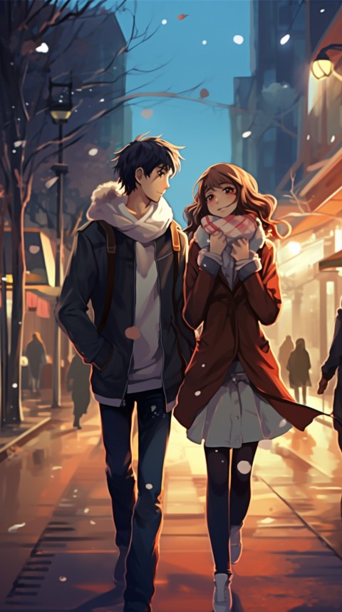 Anime Couple walking on a City Street Romantic Aesthetic (24)