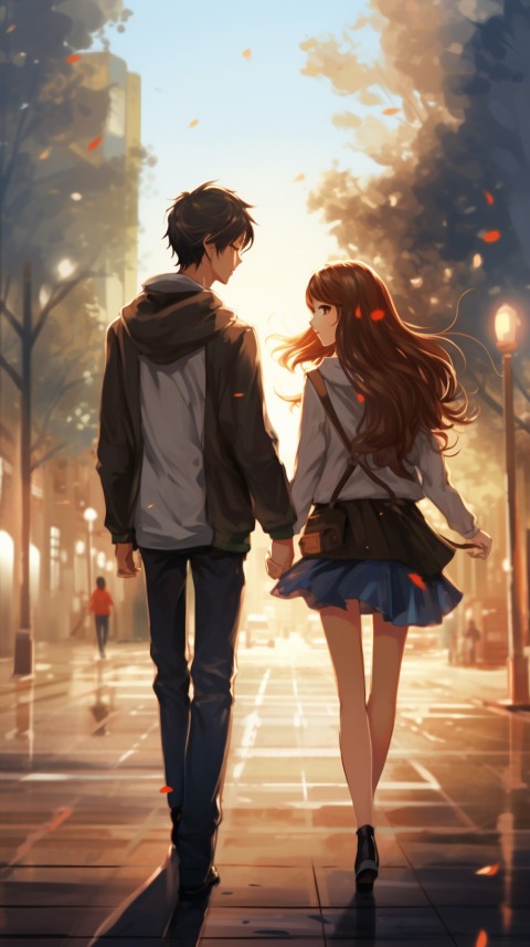 Anime Couple walking on a City Street Romantic Aesthetic (27)