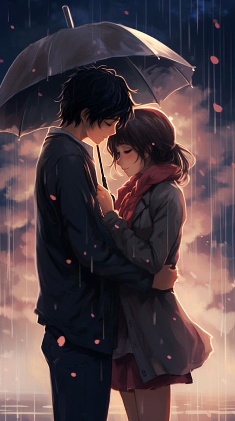 Cute Anime Couple Aesthetic Romantic Rain Road (38)
