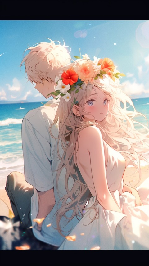 Cute Anime Couple at Beach Aesthetic Romantic (1)